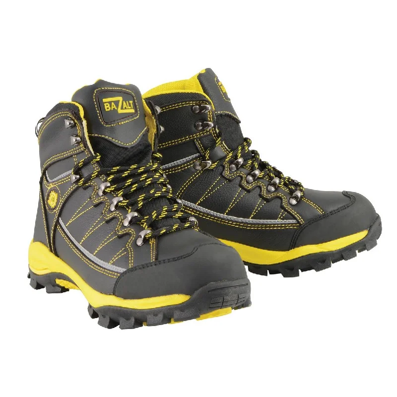 Bazalt MBM9122 Men's Black with Yellow Water and Frost Proof Leather Outdoor Lace-Up Boots