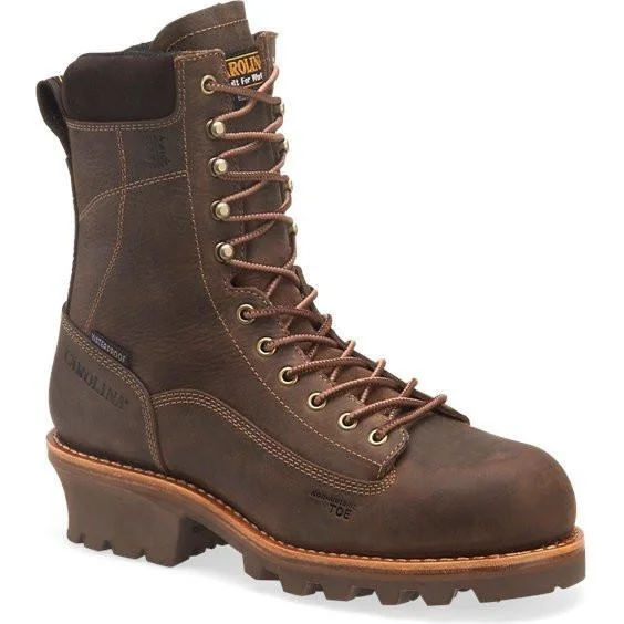 Carolina Men's Birch 8"" Comp Toe WP INS Logger Work Boot Brown CA7521