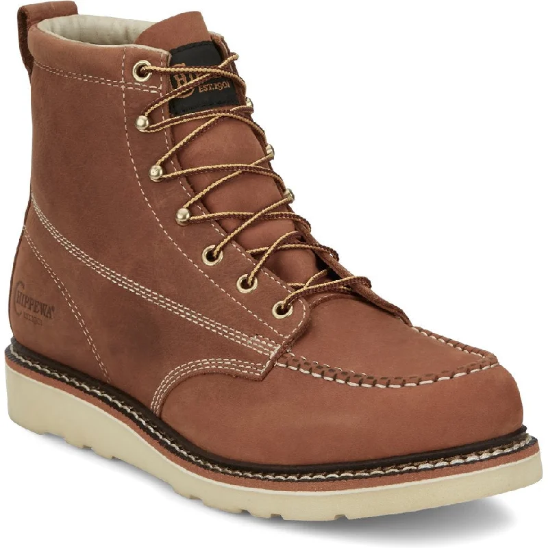 Chippewa Men's Edge Walker 6"" Moc Toe Lace Up Work Boot -Tan- ED5312