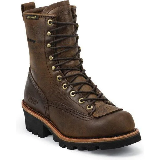 Chippewa Men's Paladin 8"" Soft Toe WP Logger Work Boot- Brown - 73100