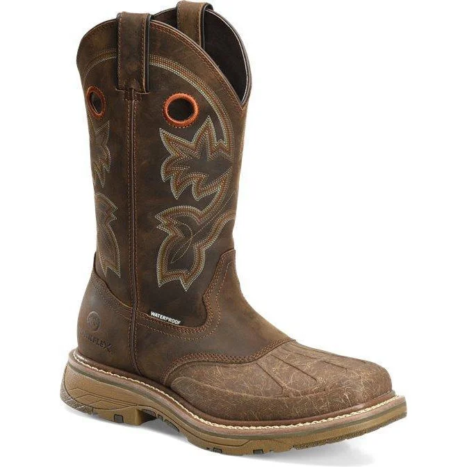 Double H Men's Carlos 13"" Comp Toe WP Western Work Boot- Brown- DH5149