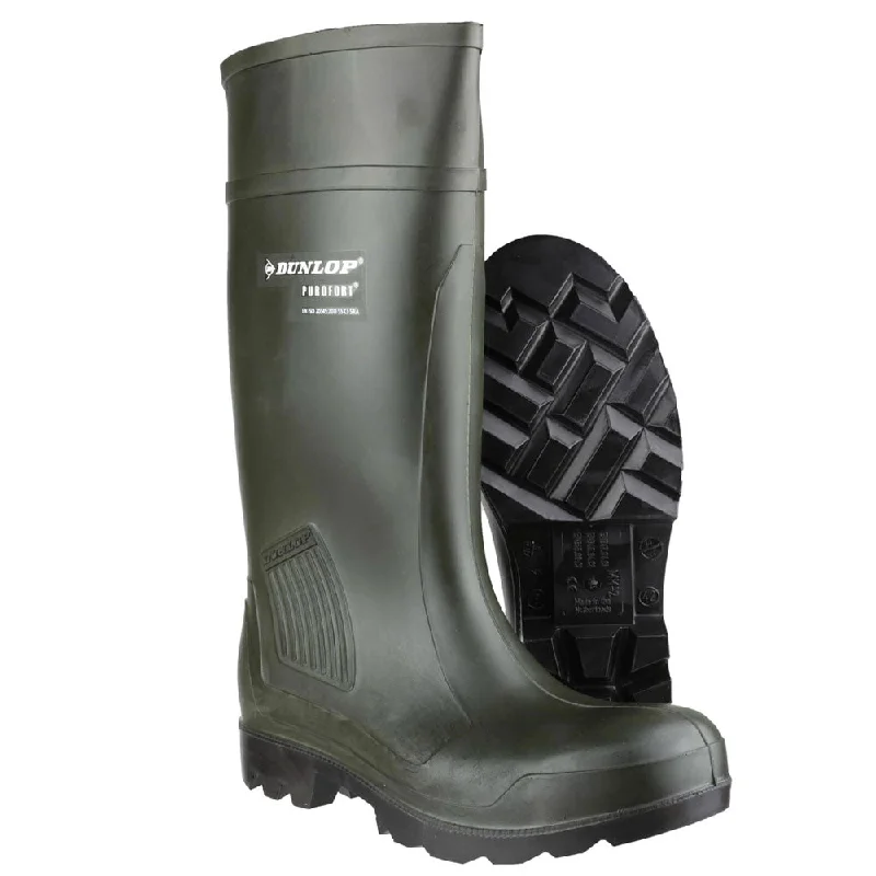 Dunlop Purofort Professional S5 Full Safety Wellies - Green