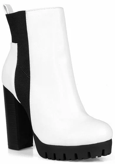 Elastic Slip on Lug Sole Bootie