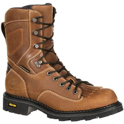 Georgia Boot Men's 8"" Waterproof Comfort Core Low Heel Logger Round Toe Work Boot