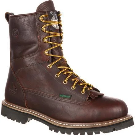 Georgia Men's 8"" Waterproof Lace to Toe Work Boot - Brown - G101