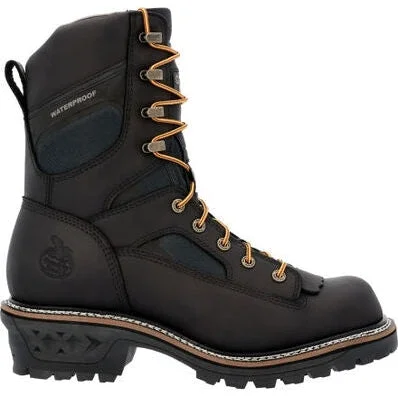 Georgia Men's Ltx Logger 9"" Soft Toe WP Work Boot -Black- GB00618