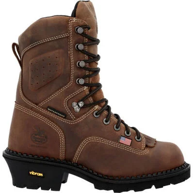 Georgia Men's Usa Logger 9"" WP Comp Toe Work Boot - Crazy - GB00540