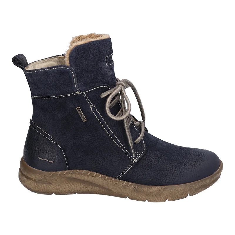 Josef Seibel 91753 Conny 53 Ladies Ocean Navy Nubuck Waterproof Arch Support Zip & Lace Ankle Boots