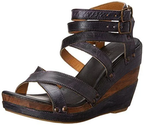 Juliana Leather Wedge with Crisscrossing Straps