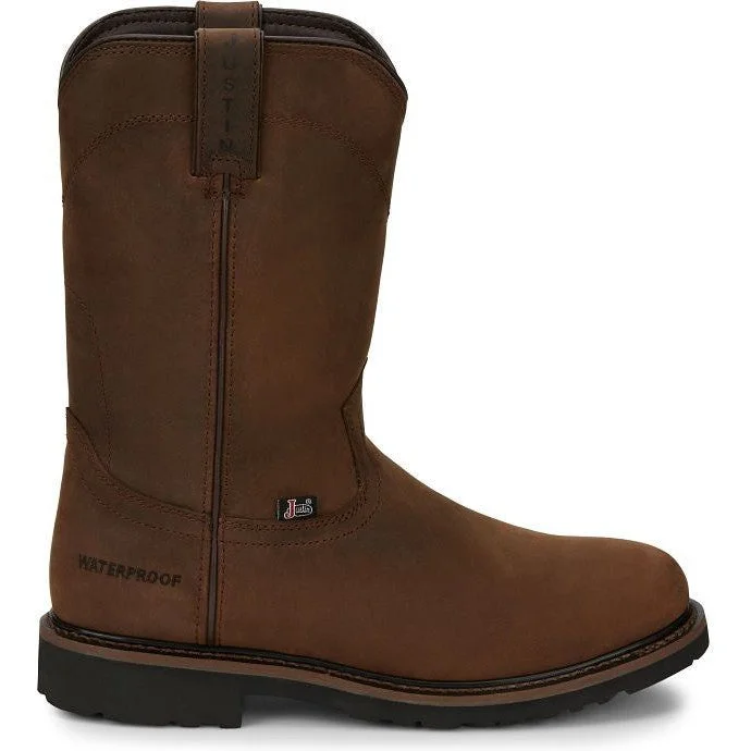 Justin Men's Drywall 10"" Waterproof Western Work Boot -Brown- SE4960