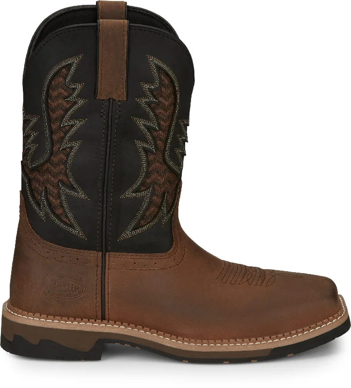 Justin Men's Stampede Bolt Brown Square Toe Work Boots SE4112