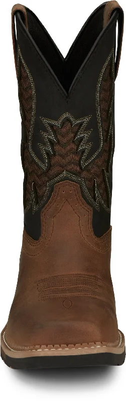 Justin Men's Stampede Bolt Brown Square Toe Work Boots SE4112