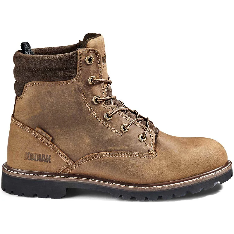 Kodiak Men's Mckinney 6"" WP Slip Resist Safety Work Boot -Brown- 4TDQBN