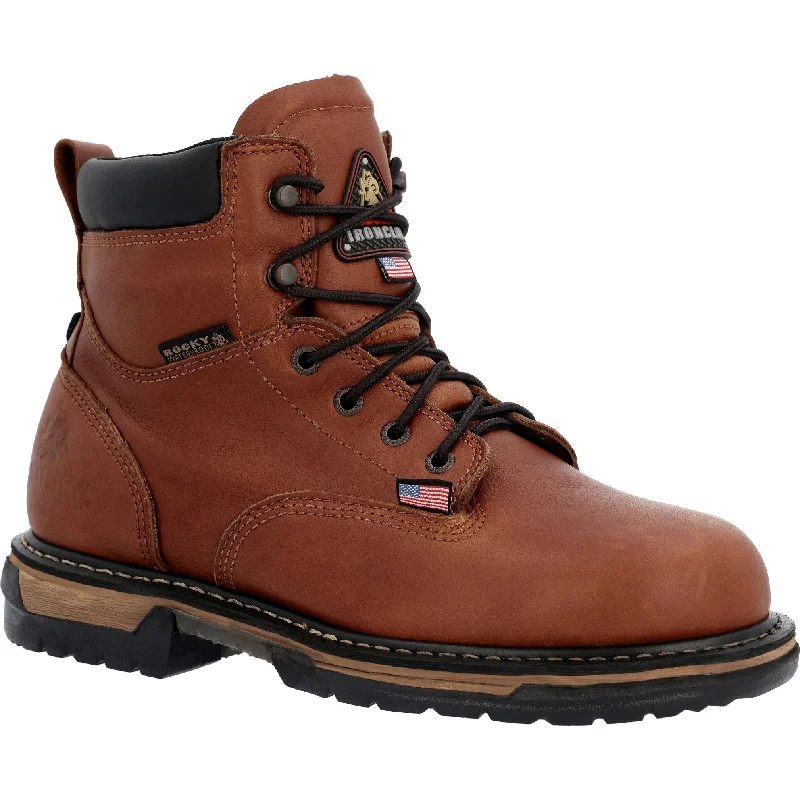 Rocky Men's IronClad 6"" WP USA Made Work Boot - Brown - RKK0361