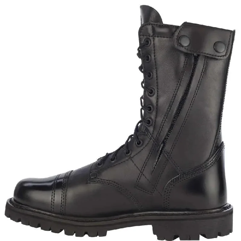 Rocky Side Zipper Black Leather 10"" Jump Boot 2090