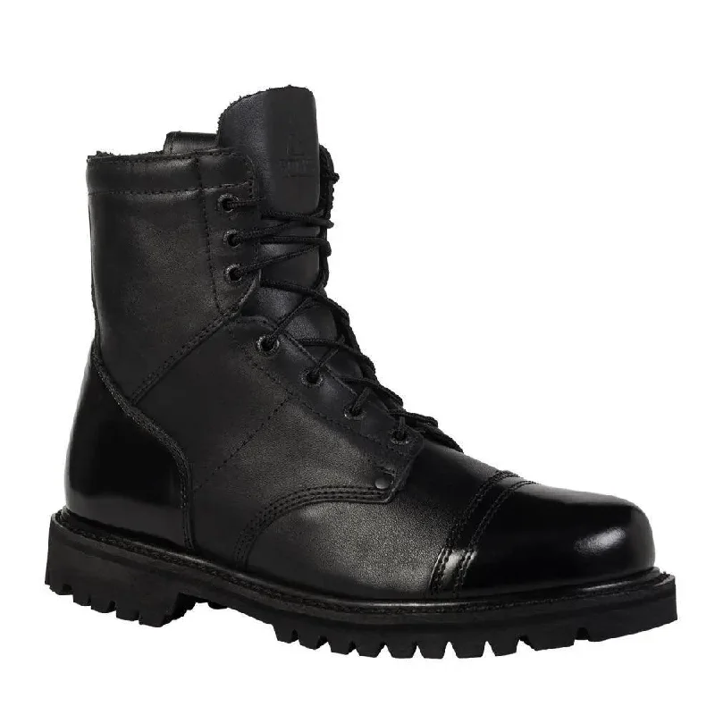 Rocky Side Zipper Black Leather 7"" Jump Boot 2091