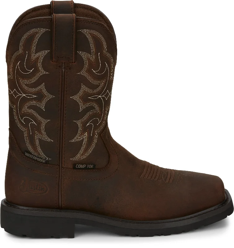 Justin Men's Ricochet Brown Composite Toe Waterproof Work Boots SE3003