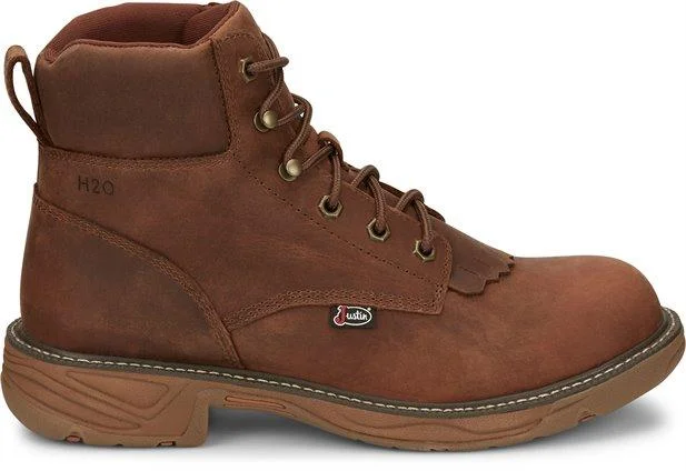 Justin Men's Rush Barley Brown Round Toe Waterproof Work Boots SE465