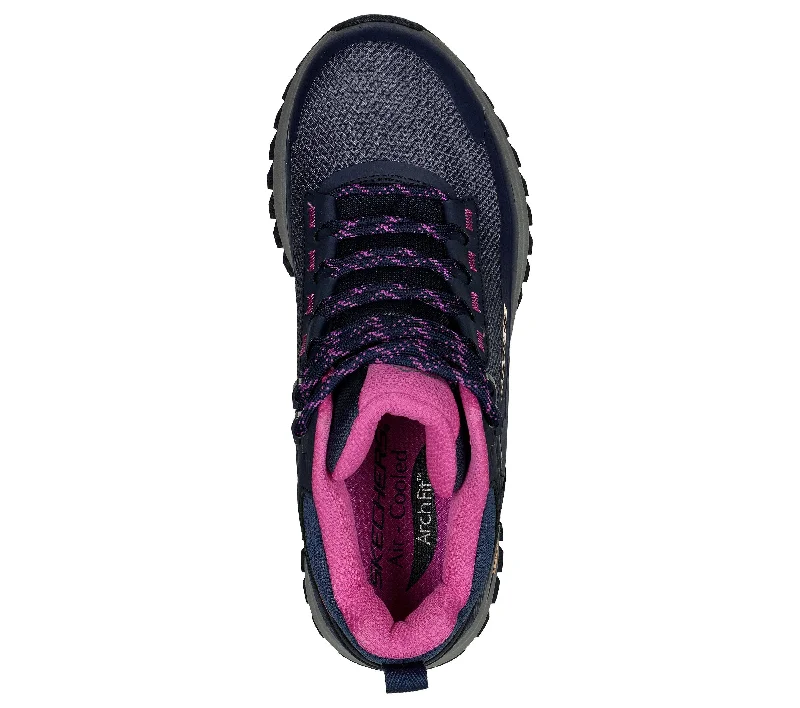 Skechers 180086 Arch-Fit Discover Elevation Ladies Navy & Purple Leather & Textile Waterproof Arch Support Lace Up Ankle Boots