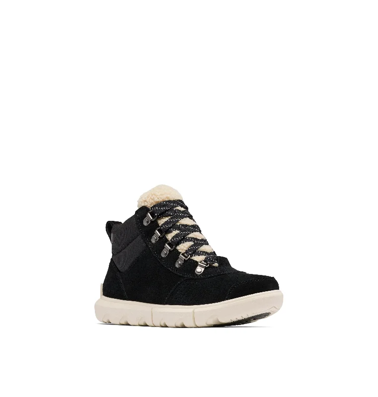 Sorel Explorer Next™ Hiker 010 Ladies Black & Seasalt Suede Waterproof Lace Up Ankle Boots