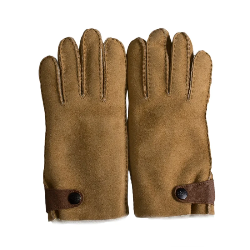 UGG Sheepskin Side Tab Chestnut Gloves - Men's