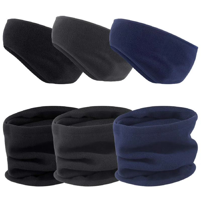 6 Pcs Fleece Ear Warmers Headband Neck Warmer Set for Winter