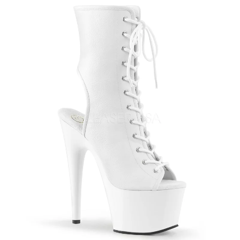 Open Toe & Heel Platform White Boots