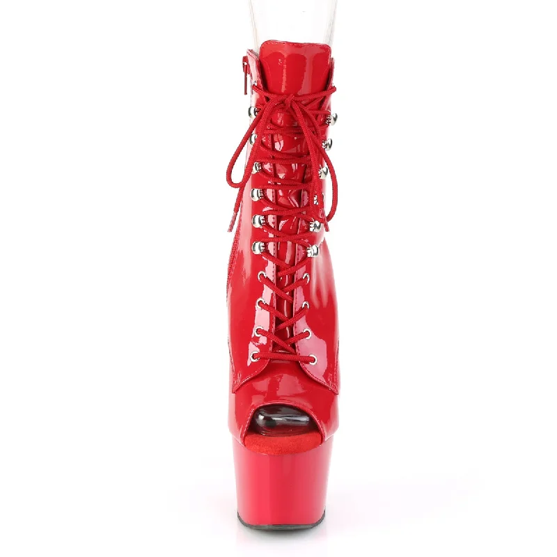 Sexy Devil Open Toe Ankle Boots Red