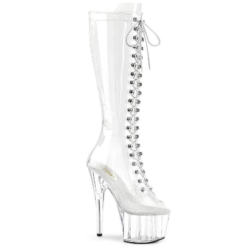 Cinderella Knee Platform Open Toe Boots