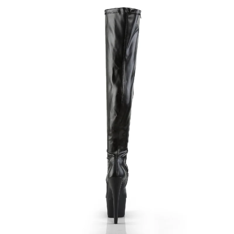 Adore Thigh High Platform Boots Black PU