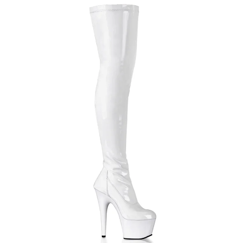 Adore Thigh High Platform Boots White