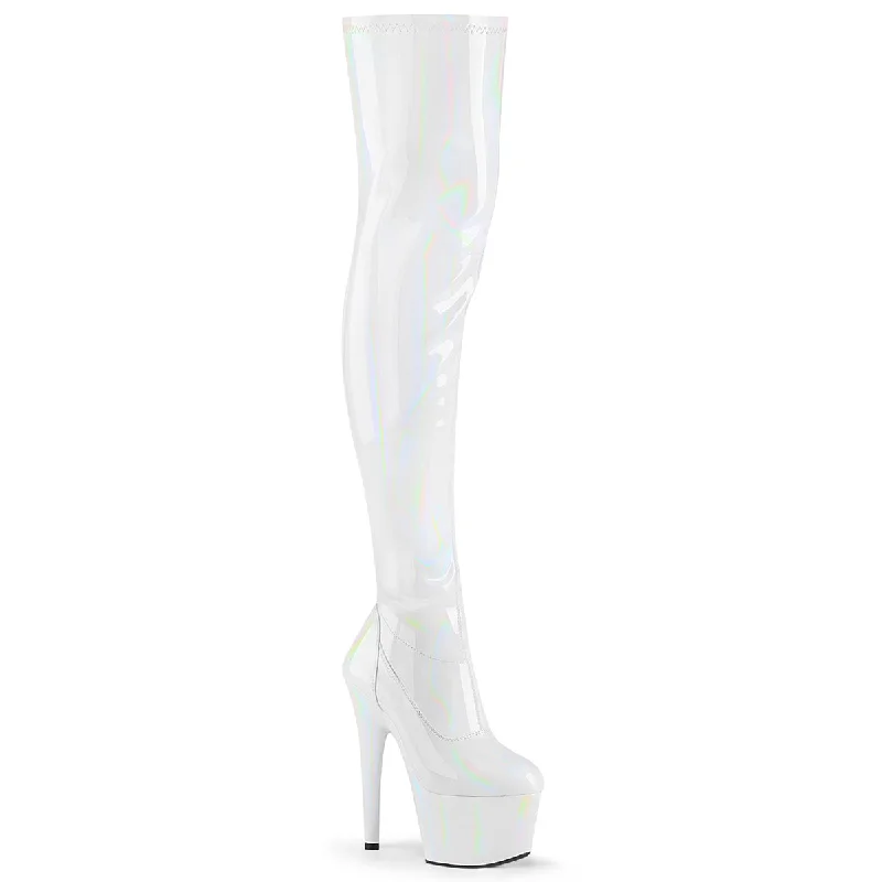 Queen of The Night White Thigh High Boots