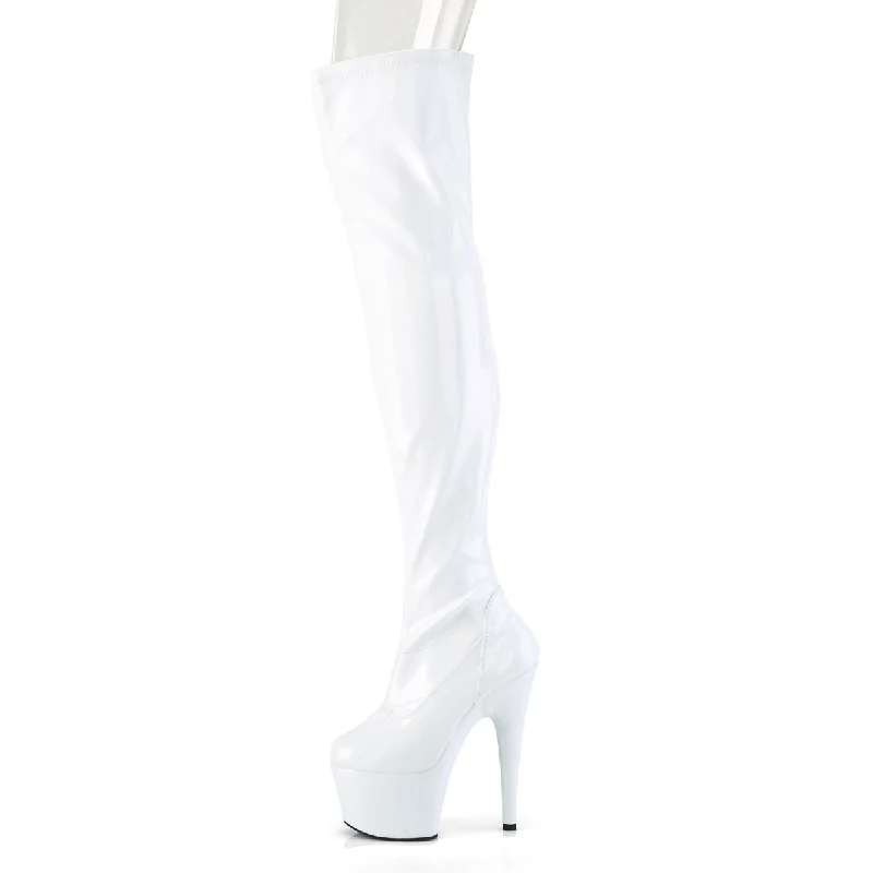 Queen of The Night White Thigh High Boots