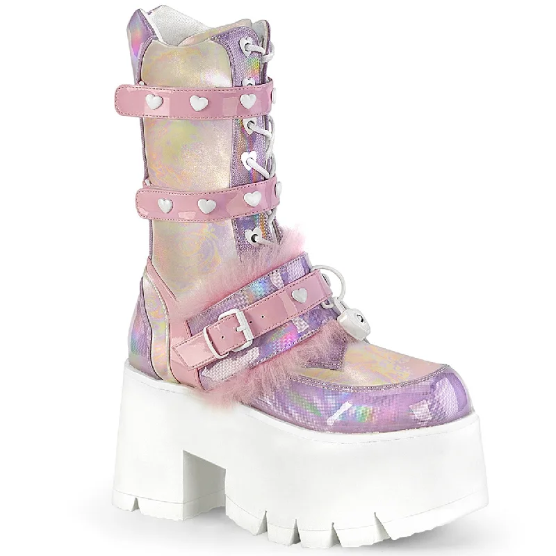 CyberPunk Lavender Holographic Platform Boots ( Demonia Ashes-120)