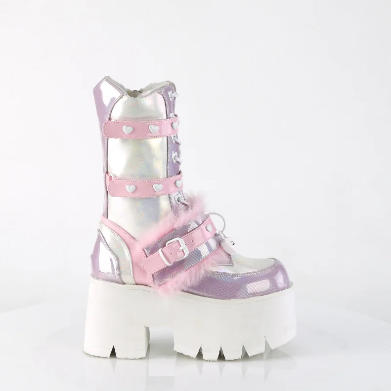 CyberPunk Lavender Holographic Platform Boots ( Demonia Ashes-120)