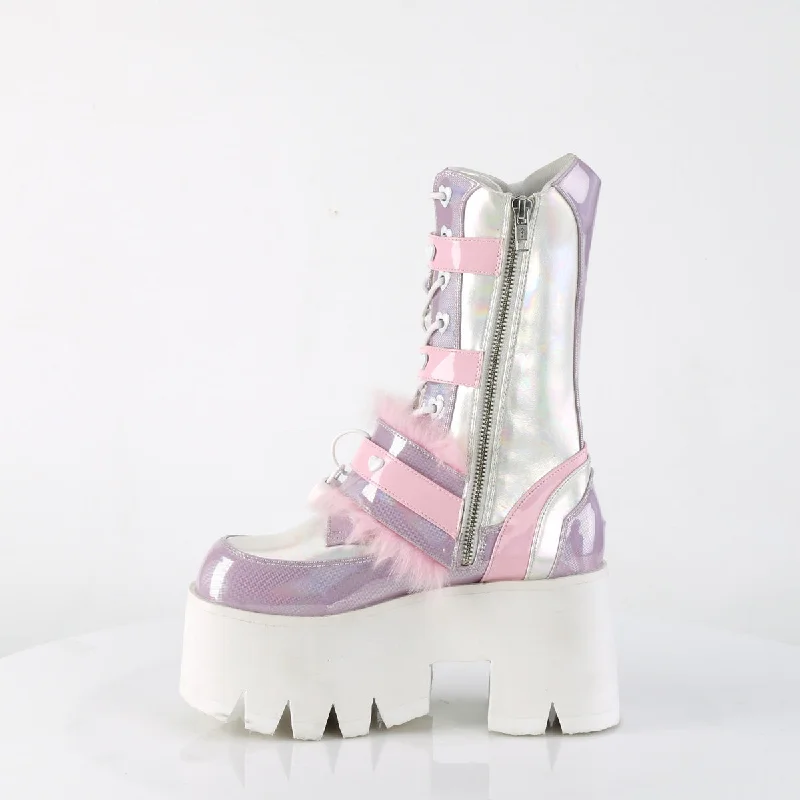 CyberPunk Lavender Holographic Platform Boots ( Demonia Ashes-120)