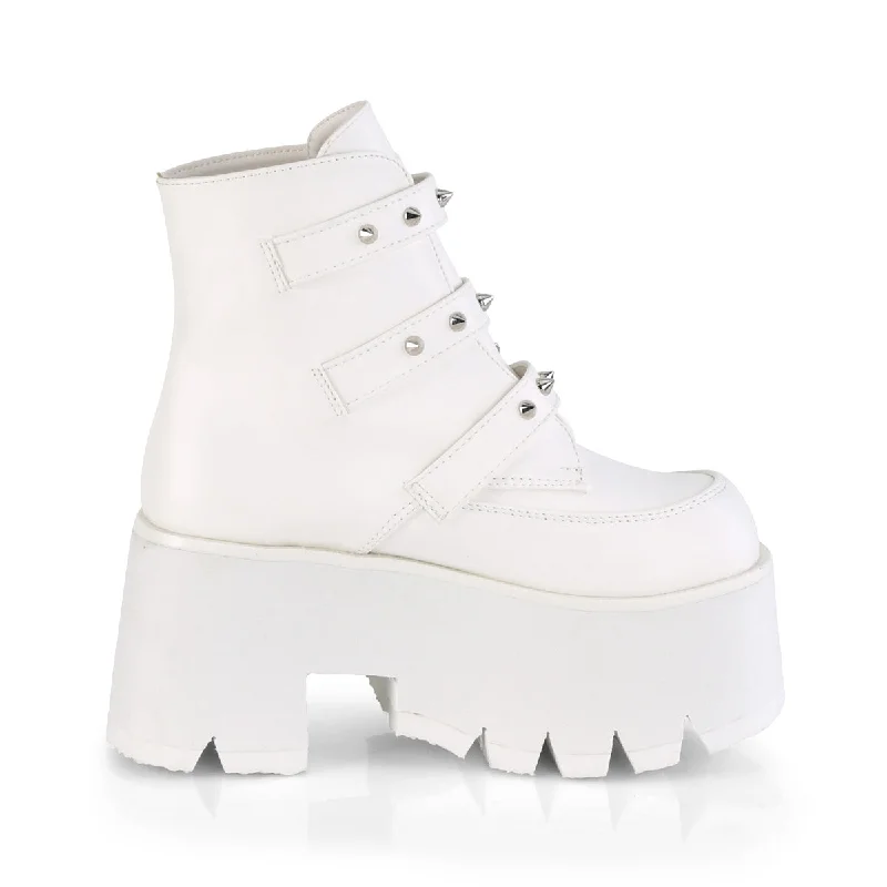 Bat Buckle Punk Boots White