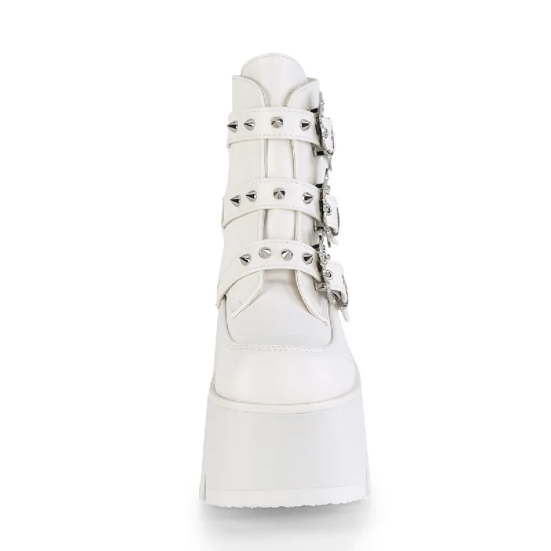 Bat Buckle Punk Boots White