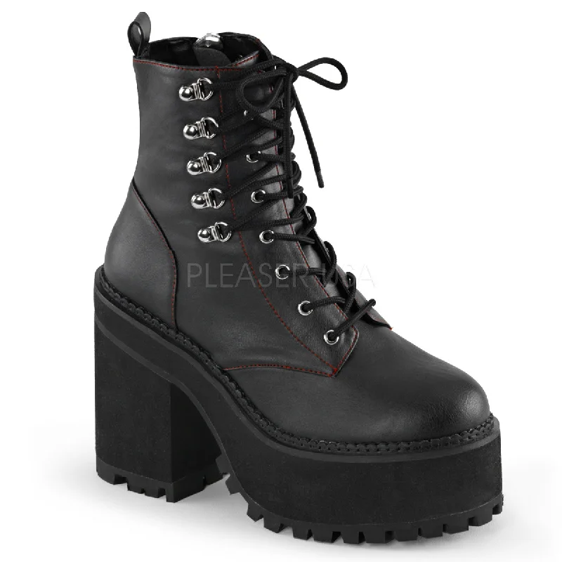 Block Heel Cleated Platform Boots Assault-100