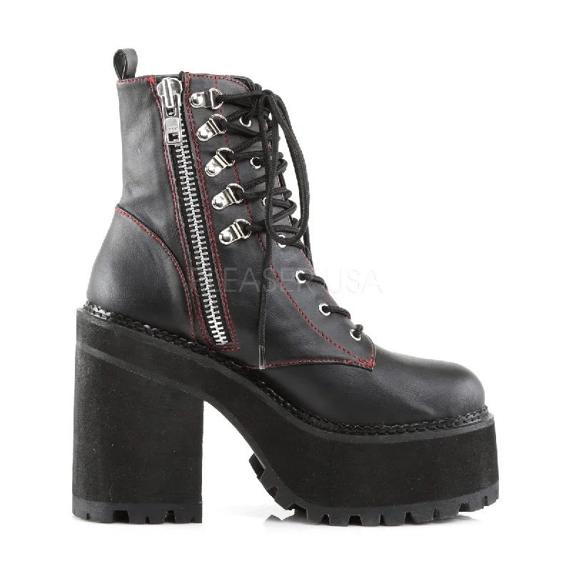 Block Heel Cleated Platform Boots Assault-100