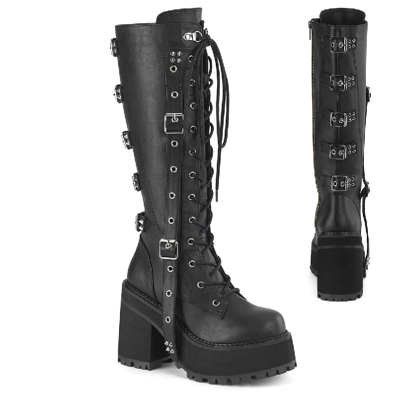 Knee High Buckle Up Combat Boots