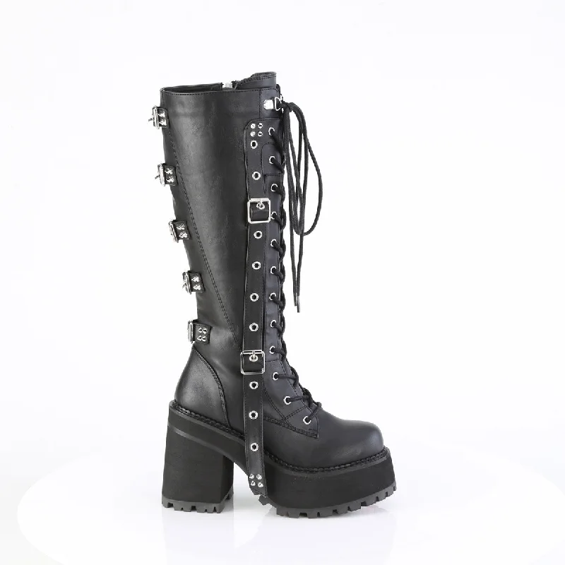 Knee High Buckle Up Combat Boots