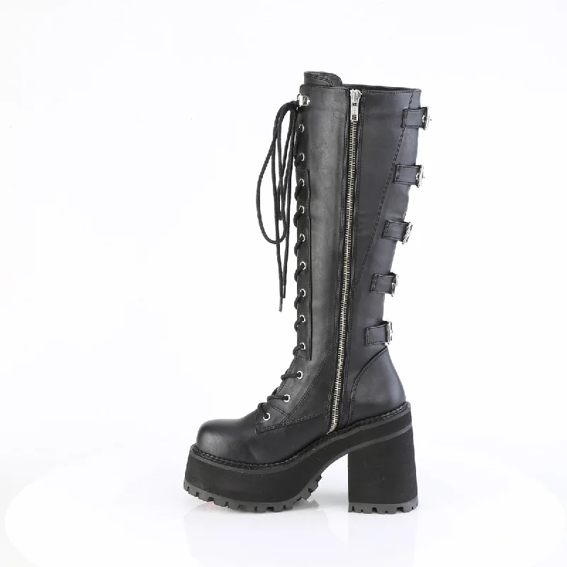 Knee High Buckle Up Combat Boots