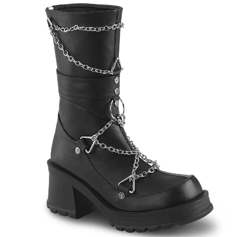 Chain My Punk Black Boots (Demonia Bratty-120)