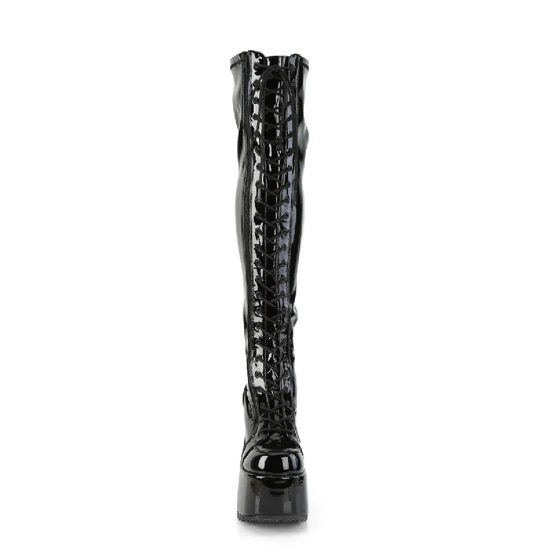 Platform Thigh High Boots Black PA