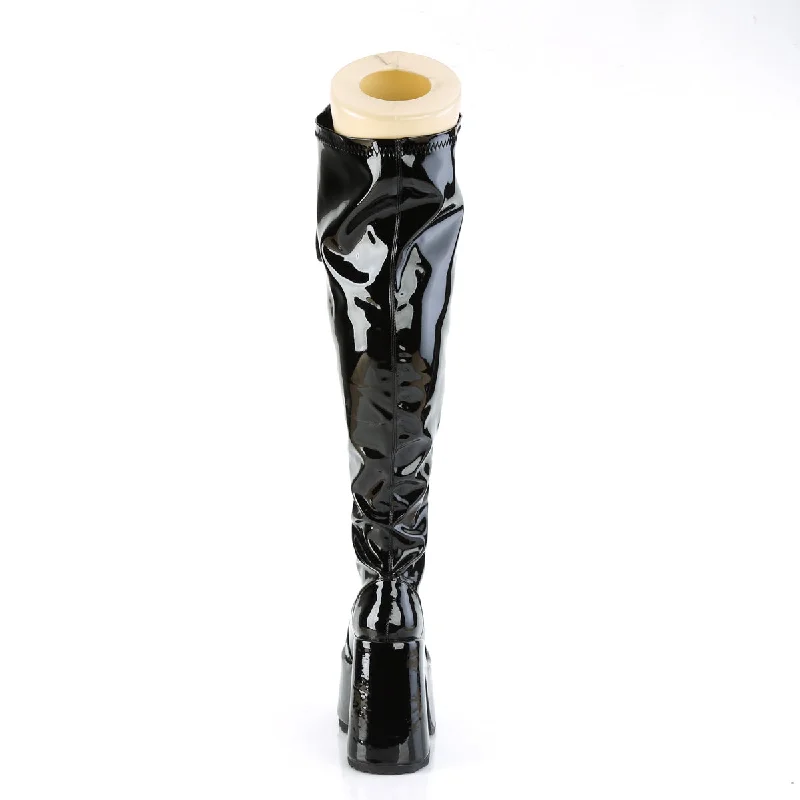 Wide Calf Goth Shiny Thigh High Boots (Demonia Camel-300WC)