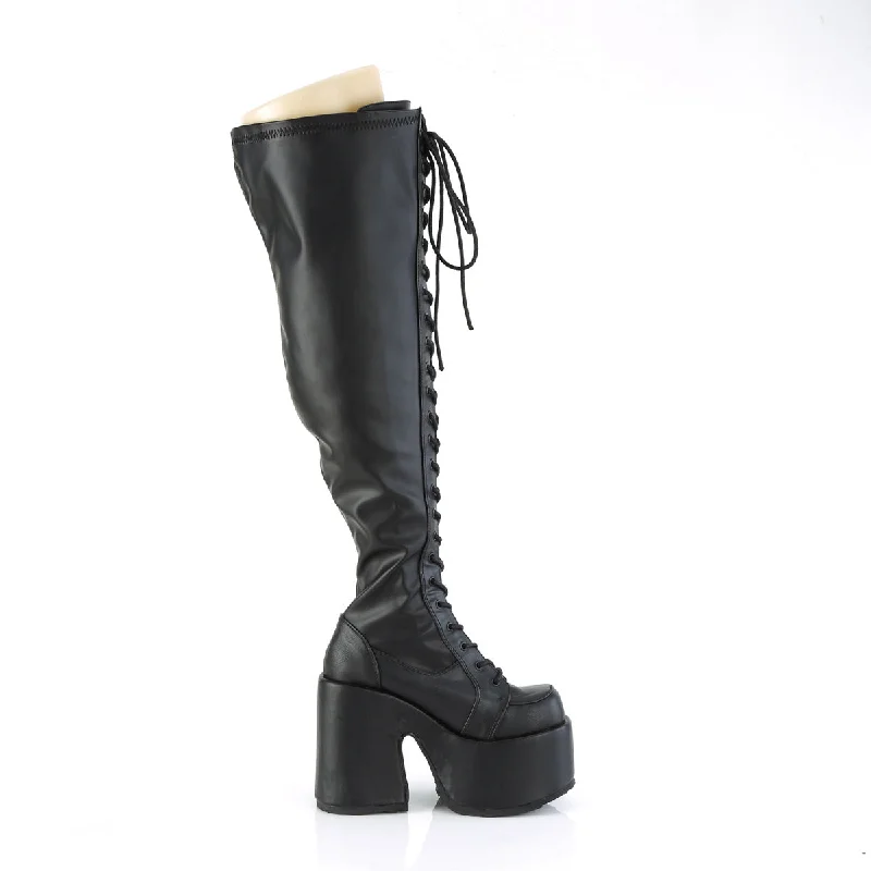 Wide Calf Goth Thigh High Boots (Demonia Camel-300WC)