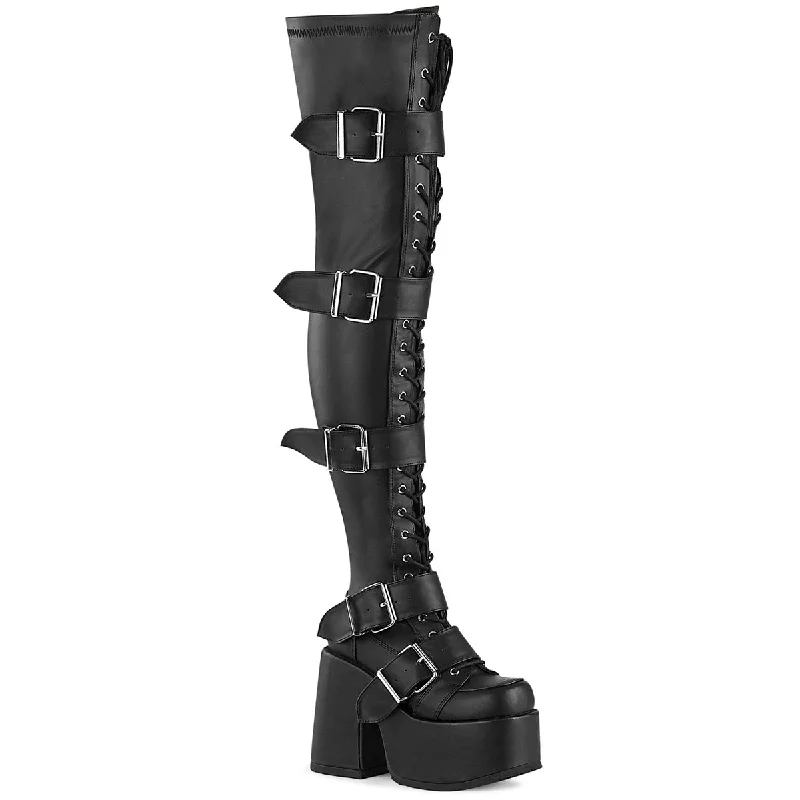 CyberPunk Thigh High Black Boots (Demonia Camel-305)