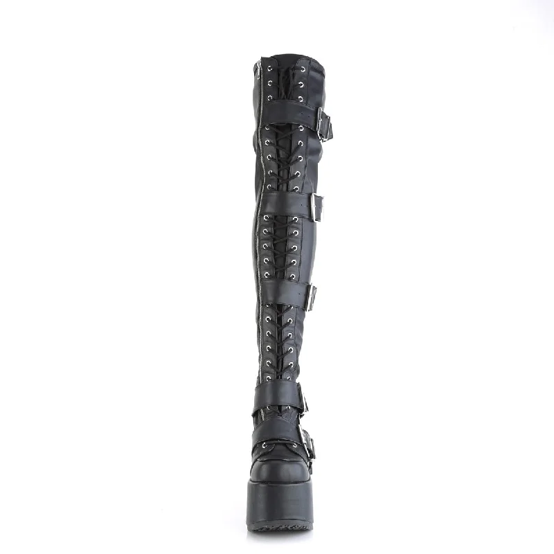 CyberPunk Thigh High Black Boots (Demonia Camel-305)