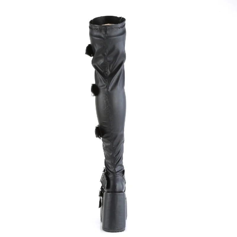 CyberPunk Thigh High Black Boots (Demonia Camel-305)